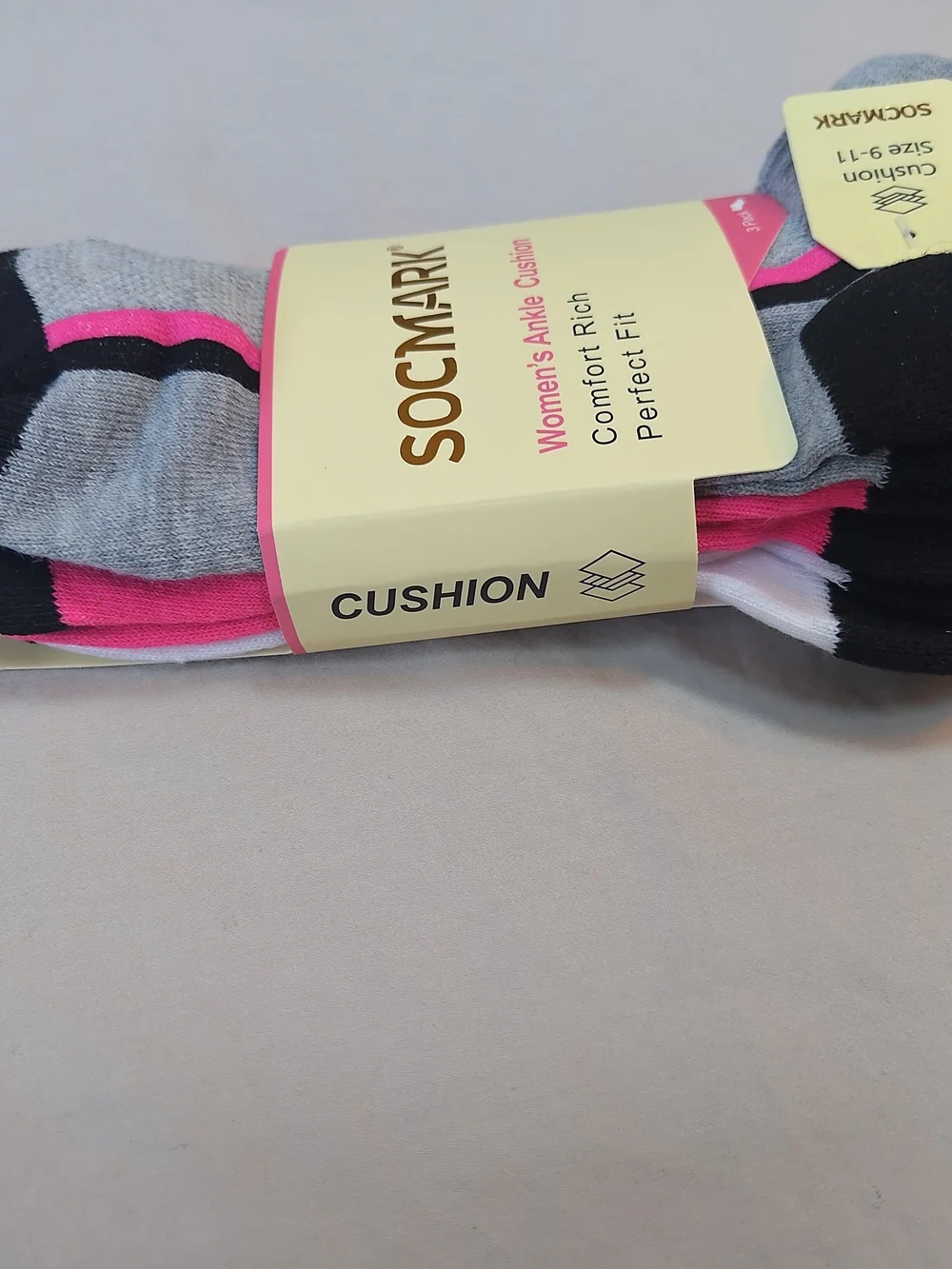 Socmark Women's Athletic Ankle Socks - Gray, Black, Grey & Pink